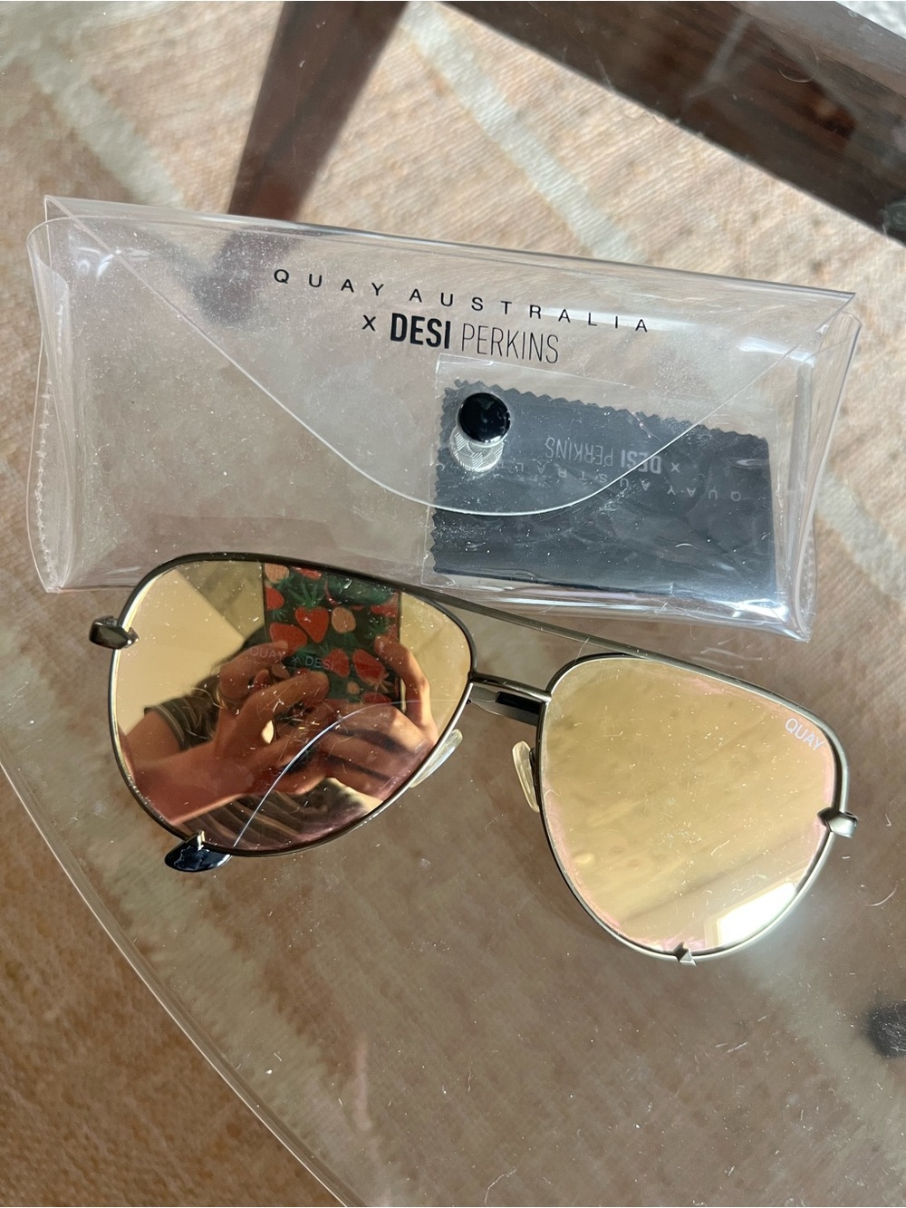 Quay x Desi Perkins Gold Aviator Sunglasses